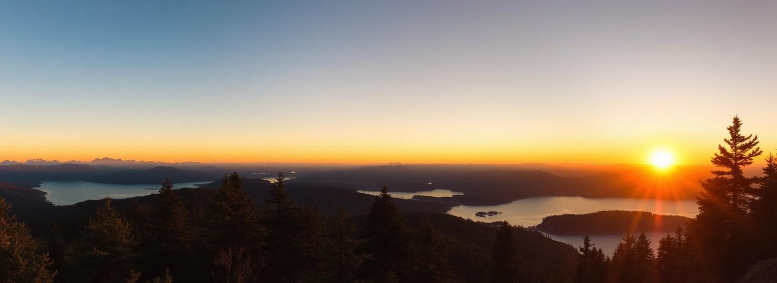 Sunset over lake